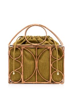 Charlotte Olympia Artisanal Bag. Vintage Rattan Furniture, Cage Bag, Gold Bags, Wooden Purse, Charlotte Olympia Shoes, Wooden Bag, Men's Totes, Rattan Bag, Charlotte Olympia