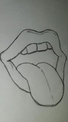 a pencil drawing of a female's lips