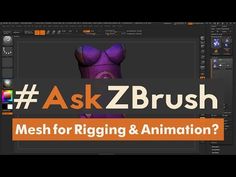 the text ask zbrush mesh for rigging and animation? with an image of a bra