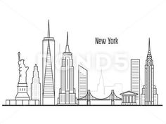 the new york skyline in black and white