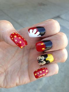 Disney Nail Art Mickey mouse nails, Disney themed nails, Mickey nails Disney Nails Mickey, Easy Disney Nails, Mickey Mouse Nail Design, Disney World Nails, Mouse Nail Art, Disney Themed Nails, Mickey Mouse Nail Art, Disney Nail Art, Disney Christmas Nails