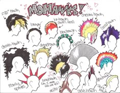 an image of mohawks in different colors and sizes on a white background with the words mohawk