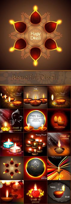 a poster with candles on it and the words happy diwali written in different languages