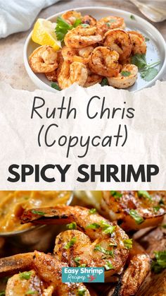 the recipe for spicy shrimp is shown in this image