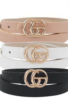 A simple twist on a classic Gucci style belt for women. Same look and feel, but without the hefty price tag. What's more, our belts come in a 3 pack so you'll always have the right color! They feature a gorgeous faux leather strap and a double o-ring buckle! 3 Pack Belt Options: Brown Multi = 1 White belt, 1 Brown Belt, 1 Black Belt Snake Multi = 1 White Snake Pattern Belt, 1 Grey Snake Pattern Belt, 1 Black Snake Pattern Belt Tan Cheetah = 1 Black solid belt, 1 Rust solid belt, 1 Tan cheetah pr Women Belts Fashion, Successful Tips, Chanel Decor, Trendy Belts, Girls Belts, Gg Belt, Nice Belts, Gucci Style, White Snake