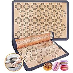 two baking mats with dough on them and one being rolled up to make an appetizer