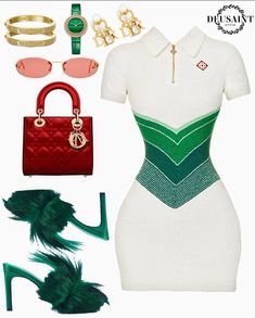 Green And Blue Outfit, Blue Outfit Ideas, Green Outfit Ideas, Glam Outfit, Stylish Summer Outfits, High Fashion Outfits, Cute Swag Outfits, Mode Inspo