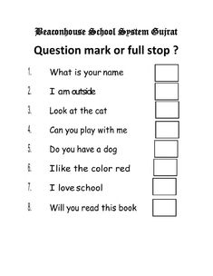 question mark or full stop? worksheet for grade 1 - 2 students to practice reading