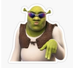 Shrek Sunglasses Meme, Funny Vinyl Decals, طابع بريدي, Green Monsters, Meme Stickers, Kiss Cut Stickers, White Stickers, Shrek