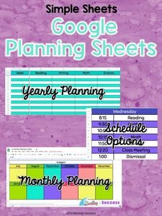 google sheets with the text, year - by - month planning options and an image of a