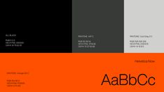 an orange and black color scheme with the words abbcc