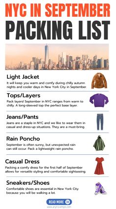 the nyc in november packing list is shown with all its items and their names on it