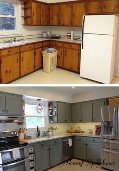 before and after pictures of a kitchen remodel