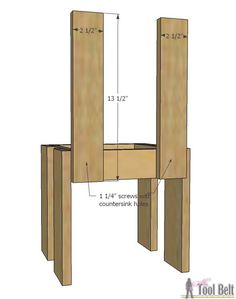 a wooden chair with measurements on it