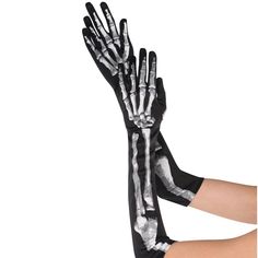 Buy Costume Accessories Black & bone long skeleton gloves for adults sold at Party Expert Blue Lightsaber, Skeleton Gloves, Creepy Costumes, Party Expert, Skeleton Costume, Skeleton Bones, Opera Gloves, Skeleton Print, Halloween Fancy Dress