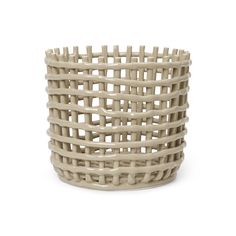 a white basket that is made out of wood and has multiple sections in the middle