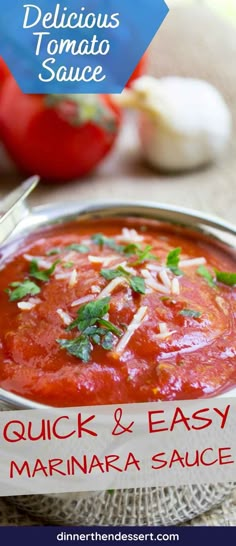 quick and easy marinara sauce in a bowl