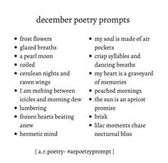 a poem that has been written in english and spanish with the words december poetry prompts