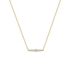 Zoë Chicco 14k Gold Princess Diamond & Diamond Bar Necklace – ZOË CHICCO Diamond Bar Necklace, Zoe Chicco, Cable Chain Necklace, Diamond Bar, Princess Diamond, Bar Necklace, The Bar, Pave Diamonds, Cable Chain