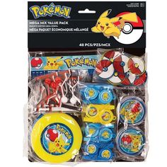 Buy Kids Birthday Pokémon mega favor pack, 48 per package sold at Party Expert Pokemon Napkins, Pokemon Core, Pokemon Favor, Pokemon Party Supplies, Pokemon Party Favors, Mutant Ninja Turtles Party, Flying Discs, Honeycomb Decorations, Pokemon Birthday Party