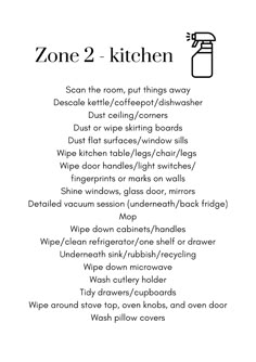 the zone 2 kitchen menu is shown in black and white, with text on it