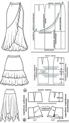 the pattern for a skirt with ruffles on it and instructions to sew