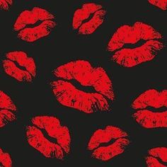 red lipstick kisses on black background seamless pattern for wallpaper, fabric or paper