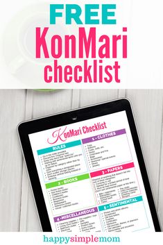 a tablet with the text free kommari checklist on it