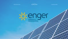 the word enger is written in yellow on top of a photo of a solar panel