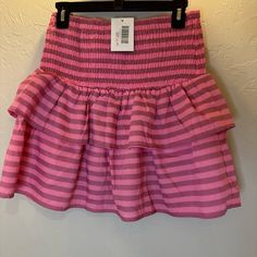 Striped Skirt New With Tags Size Large Chic Striped Skort For Spring, Chic Pink Mini Skirt For Spring, Summer Striped Lined Skort, Striped Mini Skirt For Spring, Striped Lined Skort For Summer, Spring Striped Mini Skirt, Striped Mini Skort For Spring, Spring Striped Mini Skort, Short Striped Skirt For Spring