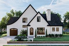 Modern Tudor Style Homes Exterior, Tudor Exterior Makeover, English Cottage Style Exterior, Modern Tudor House Plans, Modern Tudor House, English Cottage House Plans, White Brick House, Tudor House Plans, Park Plan