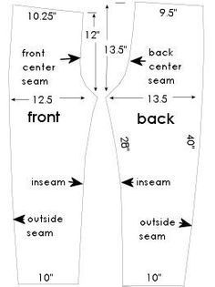 the front and back views of sewing pants