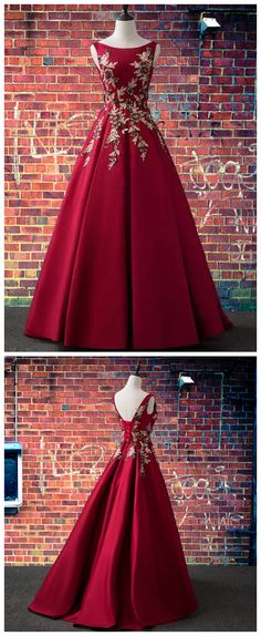 Satin Long Prom Dress, Make Your Own Dress, Sequin Prom Dresses, Dress A Line, Red Satin, Long Prom Dress, Chest Pad, Dream Dress, Wine Red