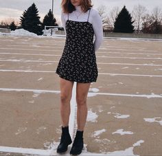 White Turtle Neck Dress Outfit, White Turtleneck With Dress, 90s Fashion Doc Martens Outfit, Dress With A Shirt Under, Tops Under Dresses, Dress With Turtleneck Underneath Outfit, White Turtleneck Under Dress, Turtleneck Outfit Dress, Shirt Under Dress Outfit Winter