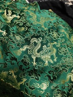 Brocade fabric with Chinese Loong pattern, jacquard fabric Width:29.5inches/75cm Color:dark green Material:polyester. Thank you for coming to my shop! (^ - ^) Luxury Green Embroidered Fabric For Festive Season, Copper Autumn, Shopify Sales, Chinese Gold, Chinese Fabric, Asian Dragon, Dark Green Color, Paisley Fabric, Gold Dragon