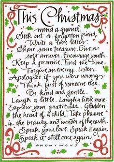 a christmas poem with green and red trimming