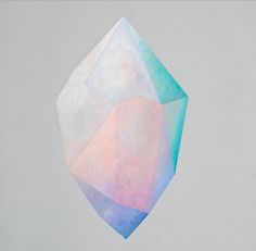 an abstract watercolor painting of a blue and pink diamond on a light gray background