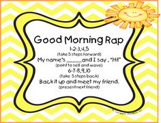 a yellow and white poster with the words good morning rap on it's side