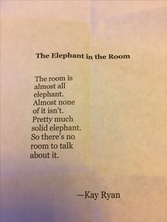 a piece of paper with the words, the elephant in the room