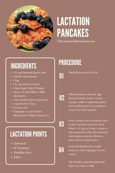 Breastfeeding Lunch Ideas, Lactation Pancakes, Boost Milk Supply Breastfeeding, Breastfeeding Meals, Milk Supply Foods, Breastfeeding Food, Breastfeeding Recipes, Lactation Snacks, Breastfeeding Cookies