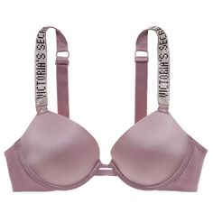 New! Victoria’s Secret Very Sexy Shine Strap Push-Up Bra. Color Mauve Smoke. Our #1 Push-Up Is Sexier Than Ever With Shine Straps And Plush, Even Softer Padding For The Lift And Cleavage You Love And A More Natural Feel, Plus Edges That Disappear Under Clothes. Lift & Lining Push-Up Padding Adds 1 Cup Size Underwire Cups Straps & Hooks Adjustable Straps Back Closure Double Row Of Hook-And-Eye Closures Details & Fabric Rhinestone Logo Shine Straps Hand Wash Imported Ships Same Or Next Business Da Victoria Secret Bra Strap, Push Up Bra Victoria's Secret, Victory Secret Bras, Victoria's Secret Bras, Push-up Bra, Victoria Secret Bra And Under Set, Victoria Secret Under Set, Bra And Under Set, Victoria Secret Pushup