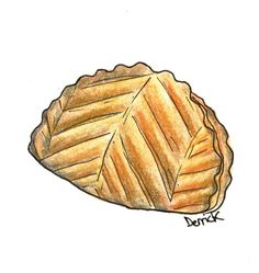 a drawing of a pie crust on a white background