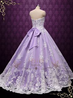 Lilac Strapless Princess Lace Ball Gown Wedding Dress AUGUST Lilac Wedding Dress, Lavender Wedding Dress, Butterfly Wedding Dress, Diamond Wedding Dress, Lace Ball Gown Wedding Dress, Dress Outline, Latest Gowns, Wedding Dresses Lace Ballgown, Purple Wedding Dress