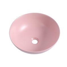 a round pink sink on a white background