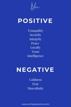 a blue poster with the words negative and negative