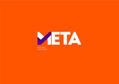 an orange background with the word meta in white and purple letters on top of it