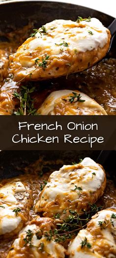 french onion chicken recipe in a skillet