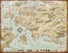 an old world map with lots of different things on it