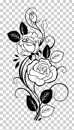 a black and white rose tattoo design on a transparent background png clipart free