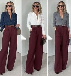 Outfit Pantalon Vino, Burgundy Pants Outfit, Classy Fashion Style, Casual Work Outfits Women, Luxury Photography, Mode Boho